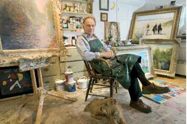 Copy artist John Myatt in his studio.